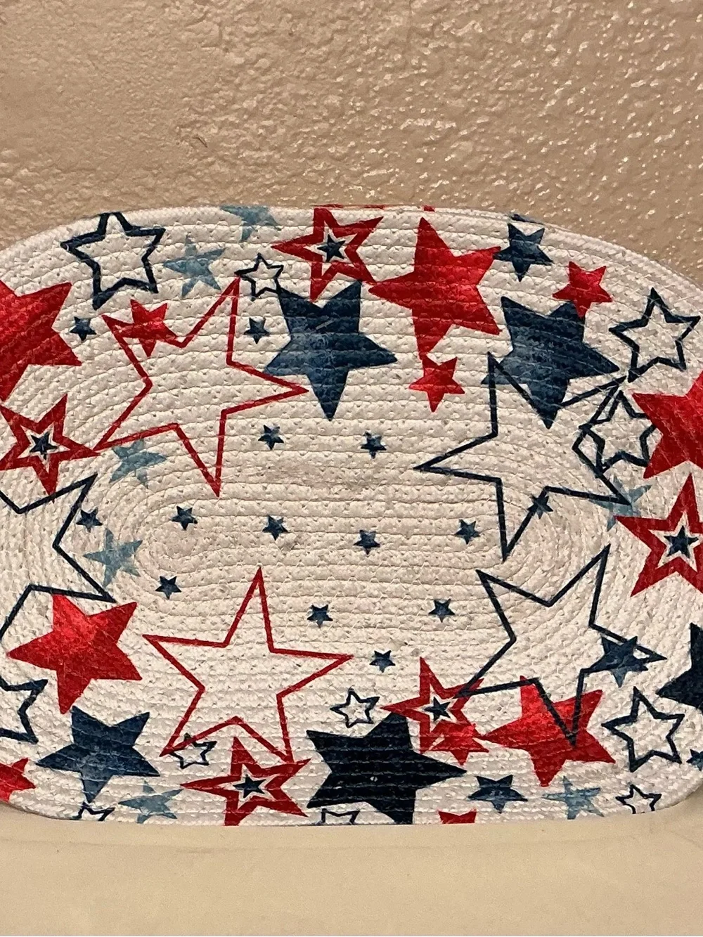 Isaac Mizrahi Americana Red, White & Blue Star Braid Placemats. Set of 4. NWOT.